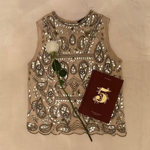 Jeweled Mesh Top